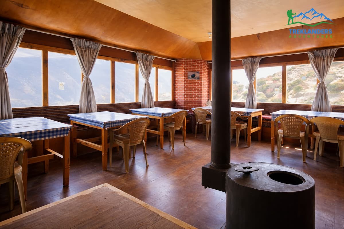 Cozy heated dining hall in Dingboche