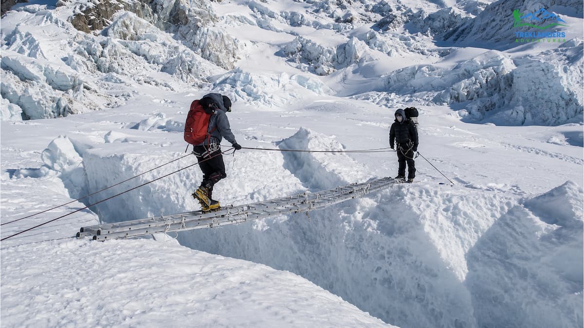 Sherpa Fixes the Ropes during Everest Expidition