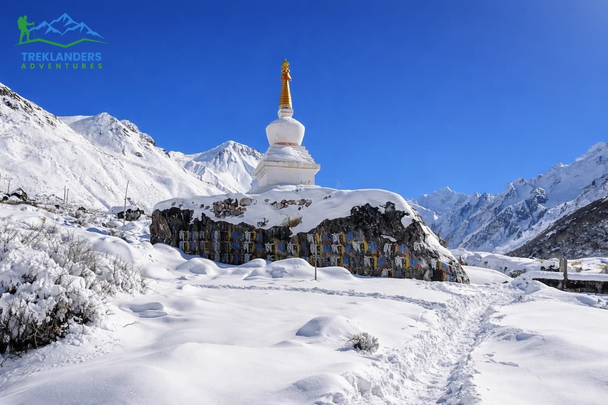 Beautiful Stupa view in winter- Langtang Valley Trek