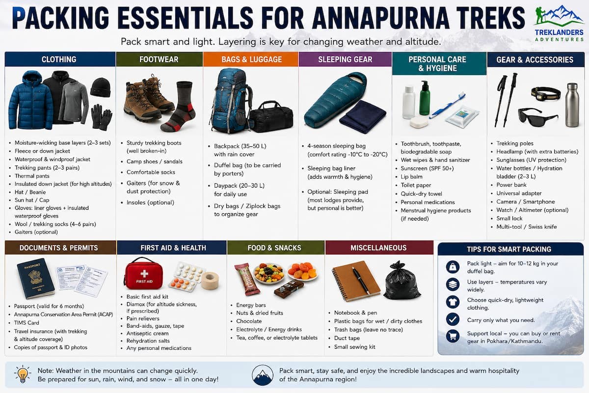 Packing Essentials for Annapurna Treks