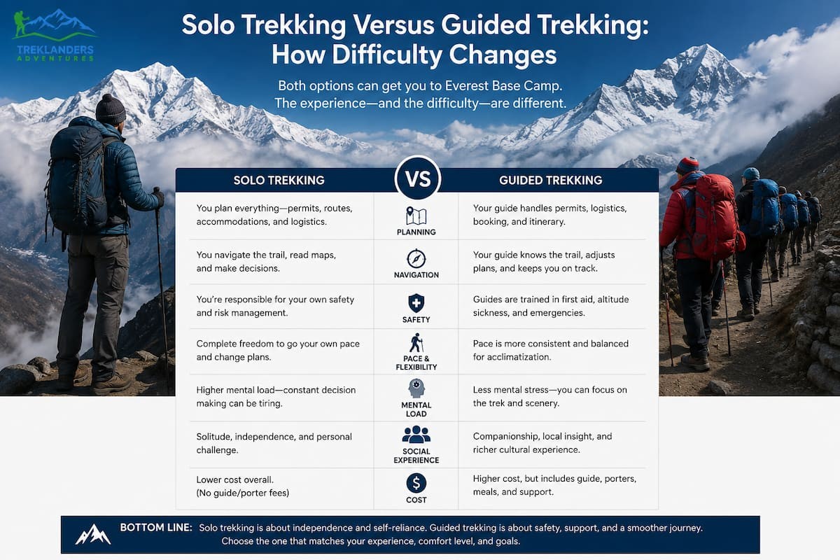 Solo Trekking Versus Guided Trekking: How Difficulty Changes