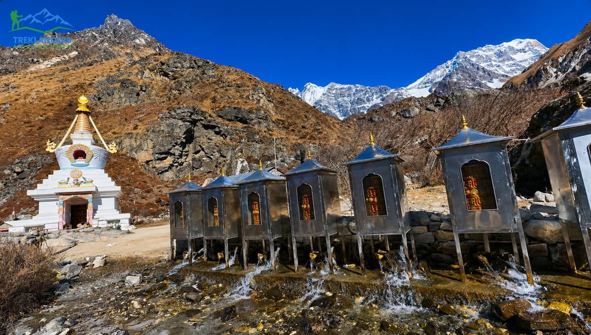 Prayer Wheel and Stupa at Kyanjin Gompa