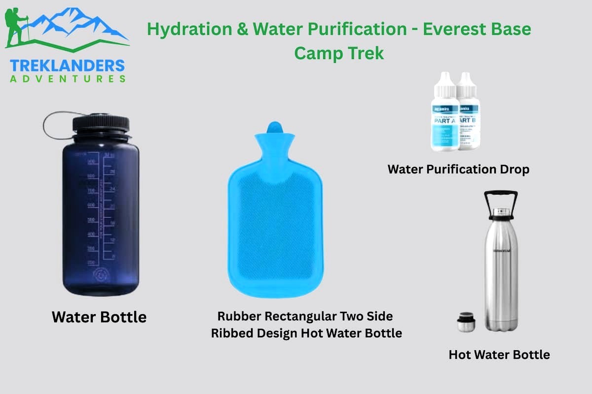 everest base camp trek equipment list-Hydration & Water Purification