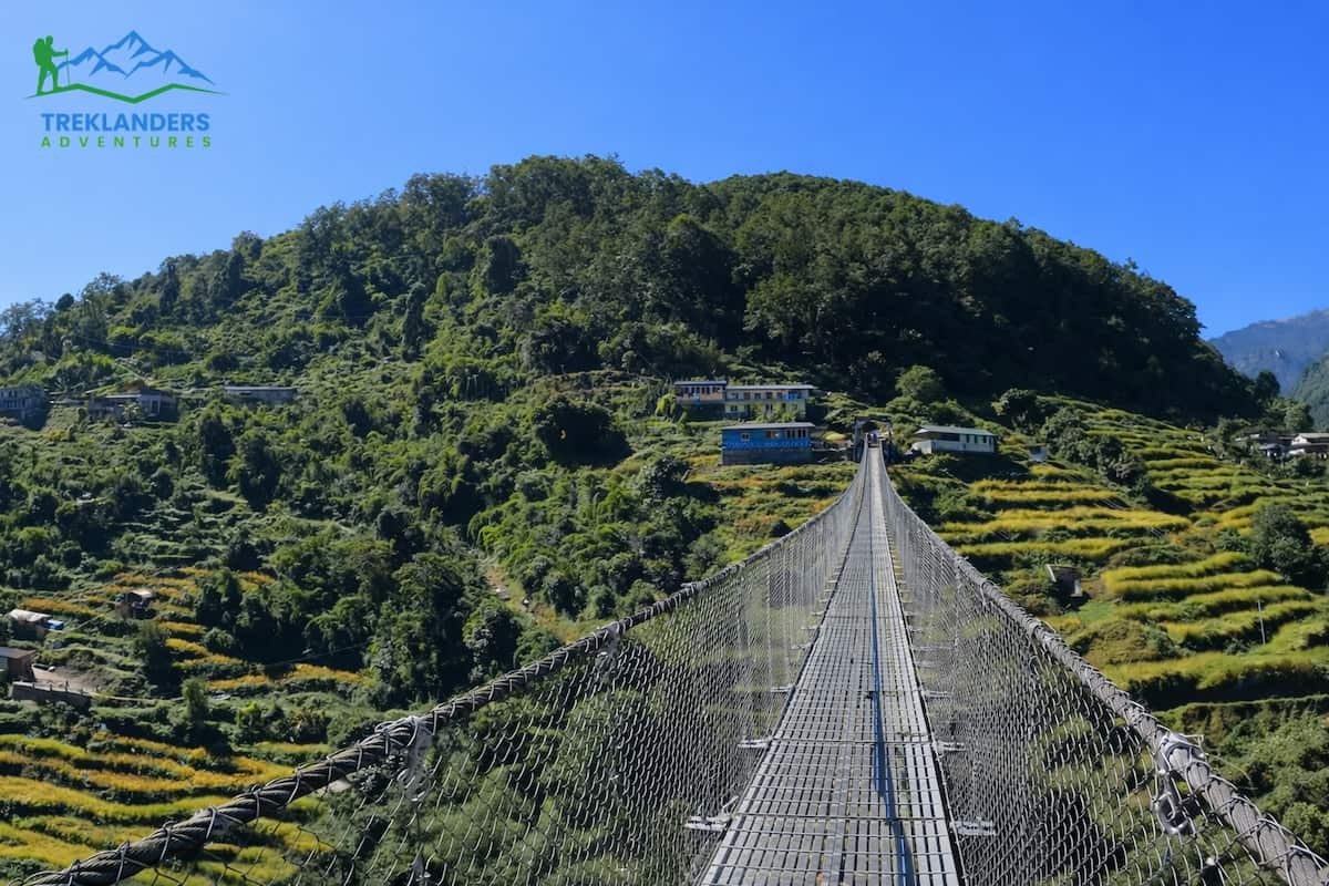 Suspension bridge at Jhinu- Annapurna Base Camp Trek