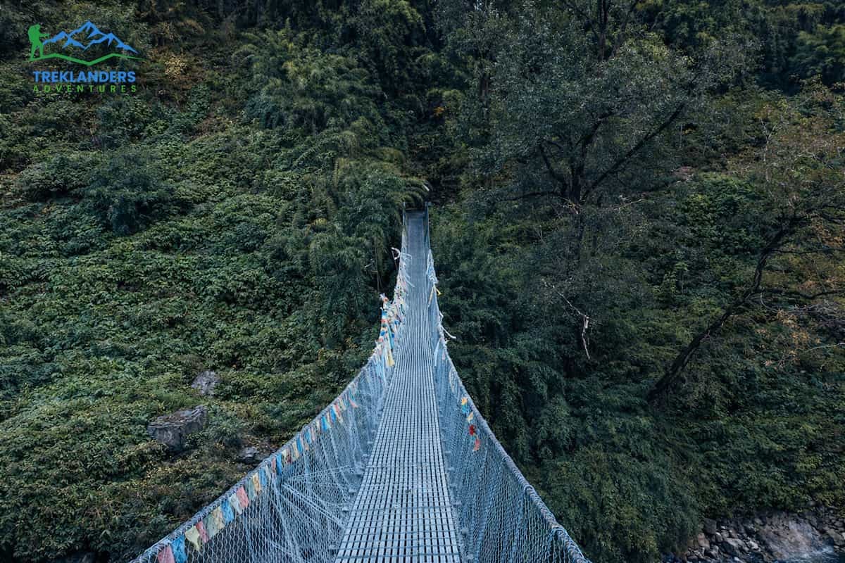 Cross Suspension Bridges Along the Langtang River