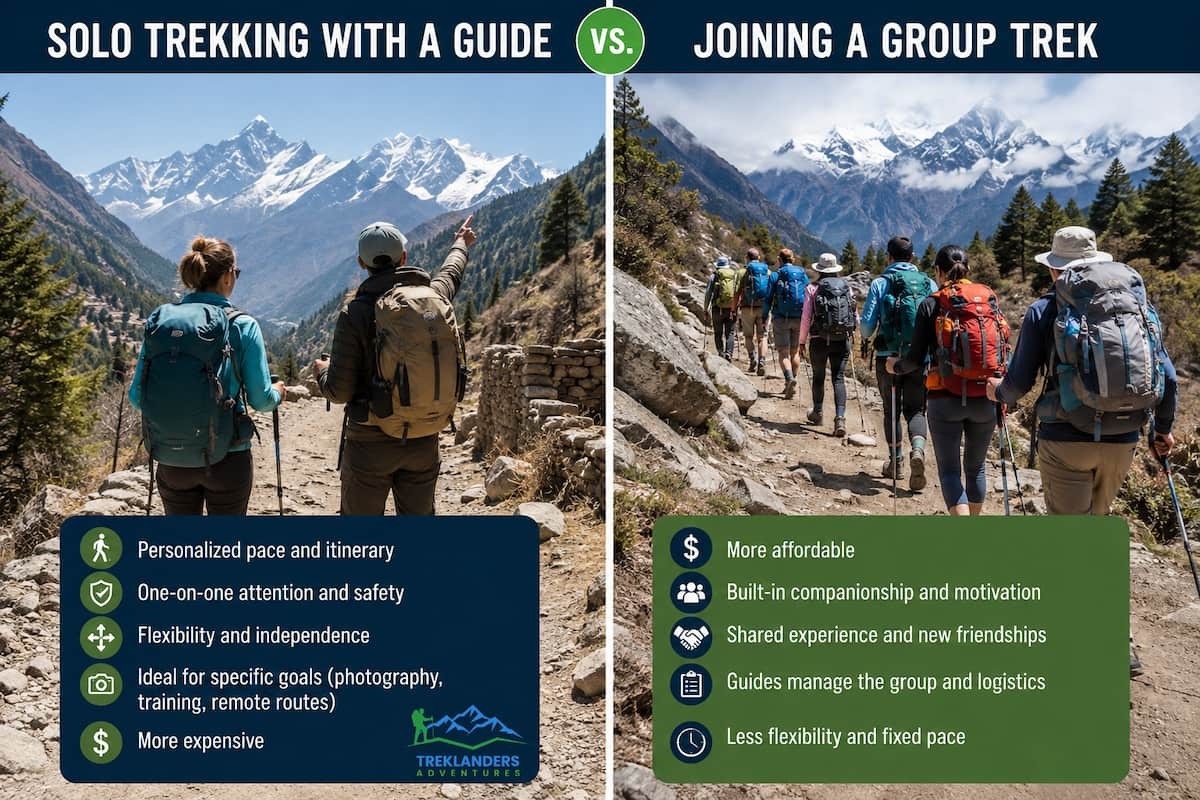Solo Trekking With a Guide vs. Joining a Group