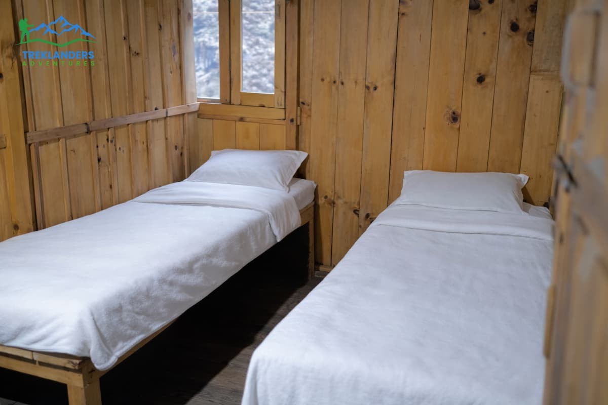 Double-Bed Room at Dharamshala on the Manaslu Circuit Trek