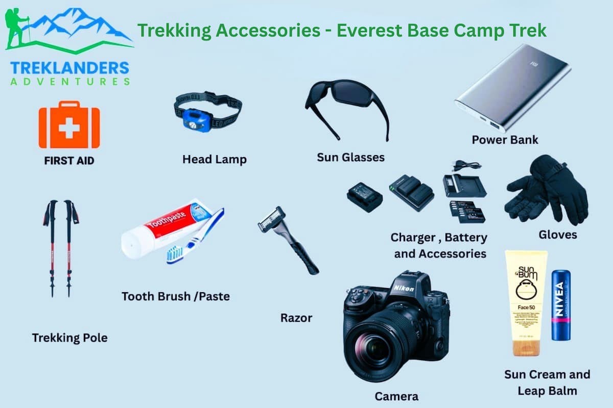 everest base camp trek packing list- Trekking Accessories