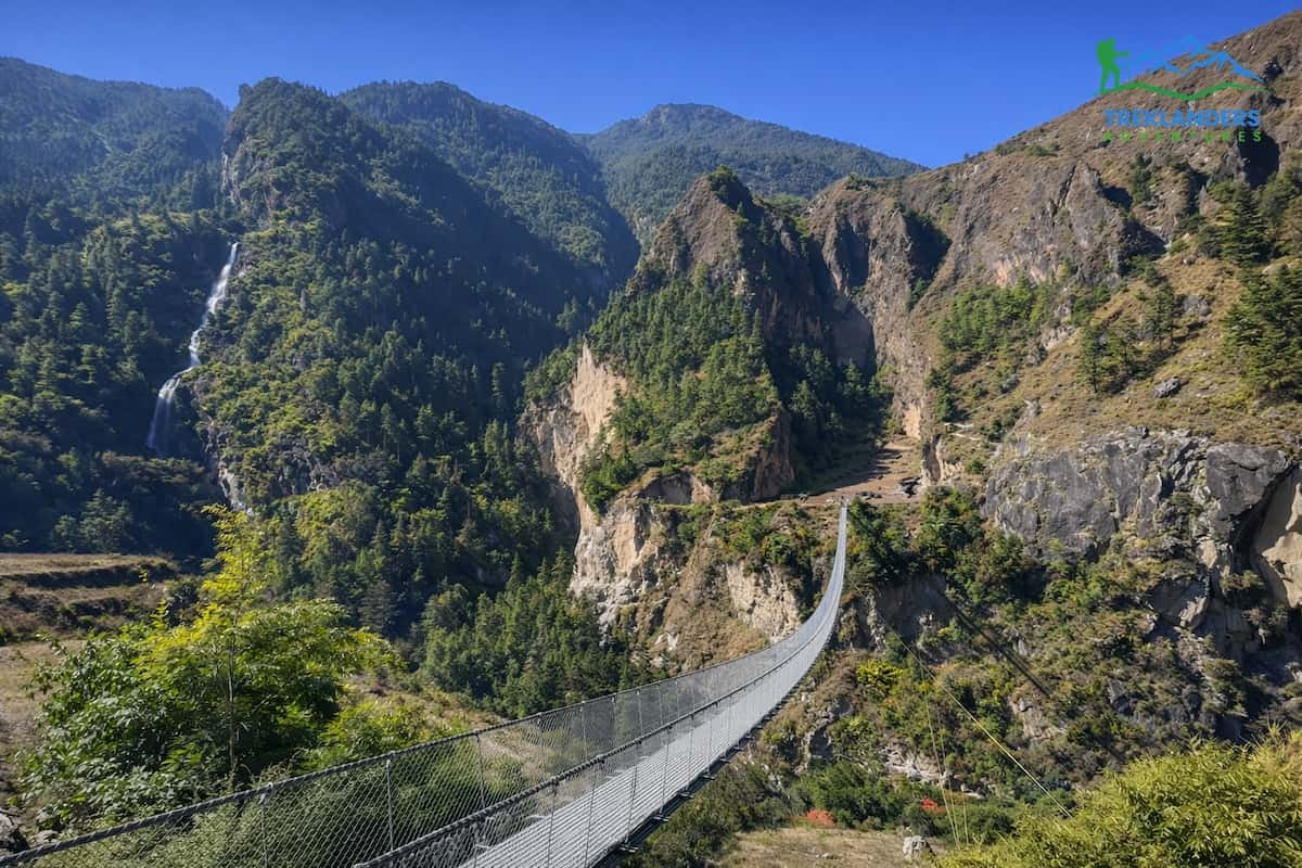 Suspension bridges along the Manaslu Circuit Trek
