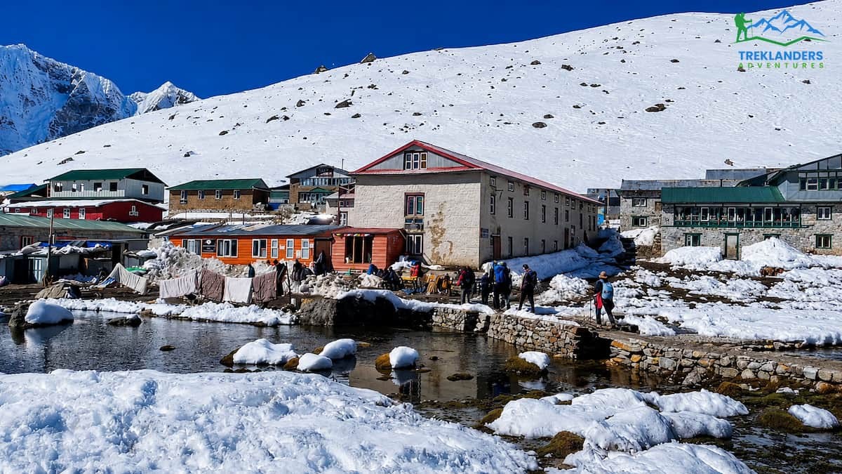 Teahouse Lodges in Lobuche Surrounded by Winter Scenery