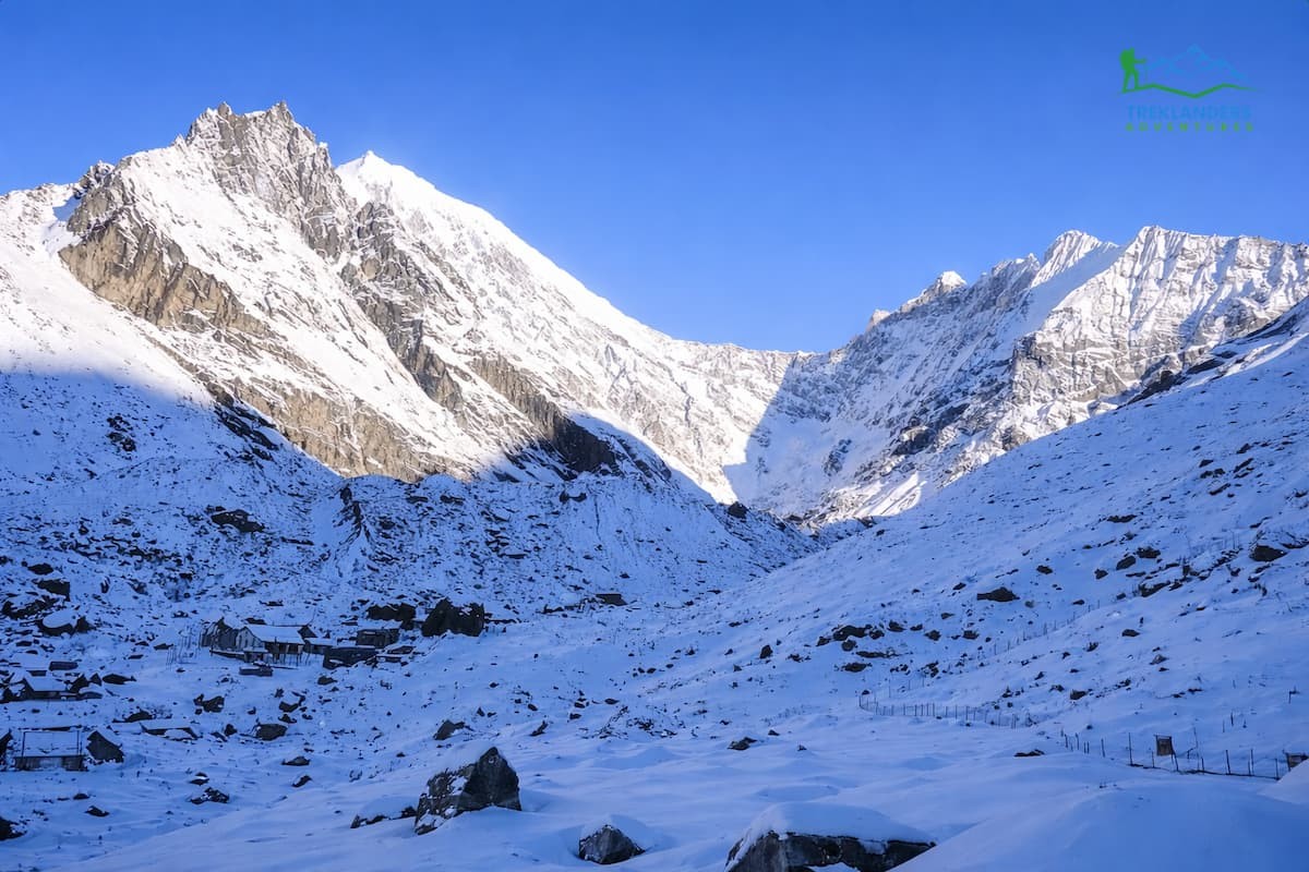 Lirung Glacier view during winter- langtang Valley Trek
