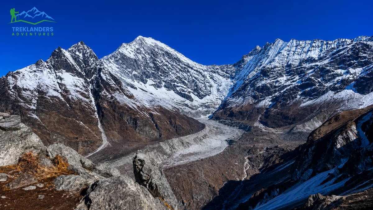 Stunning view of the Langtang Glacier with Mount Langtang Lirung in the background