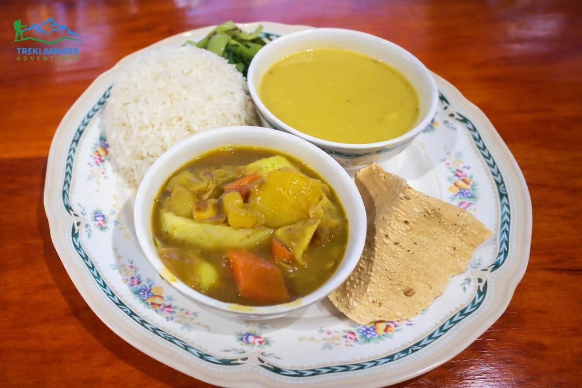 Meals served at teahouses in Dingboche