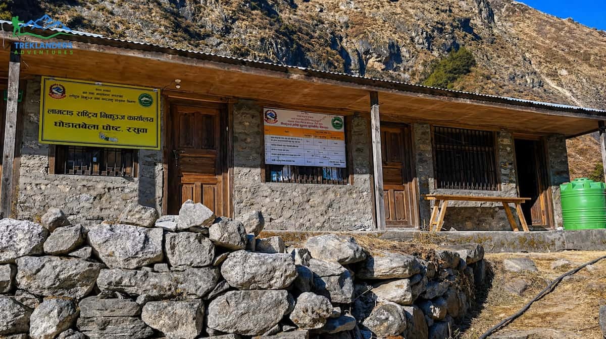 Permit Checkpoint at Ghoda Tabela During the Langtang Valley Trek