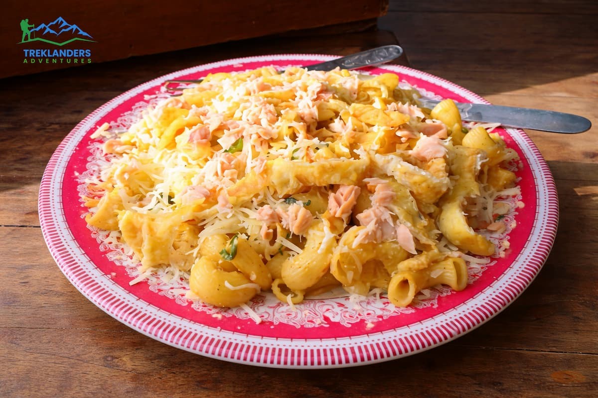 Delicious Cheese Pasta Served on the Manaslu Circuit Trek