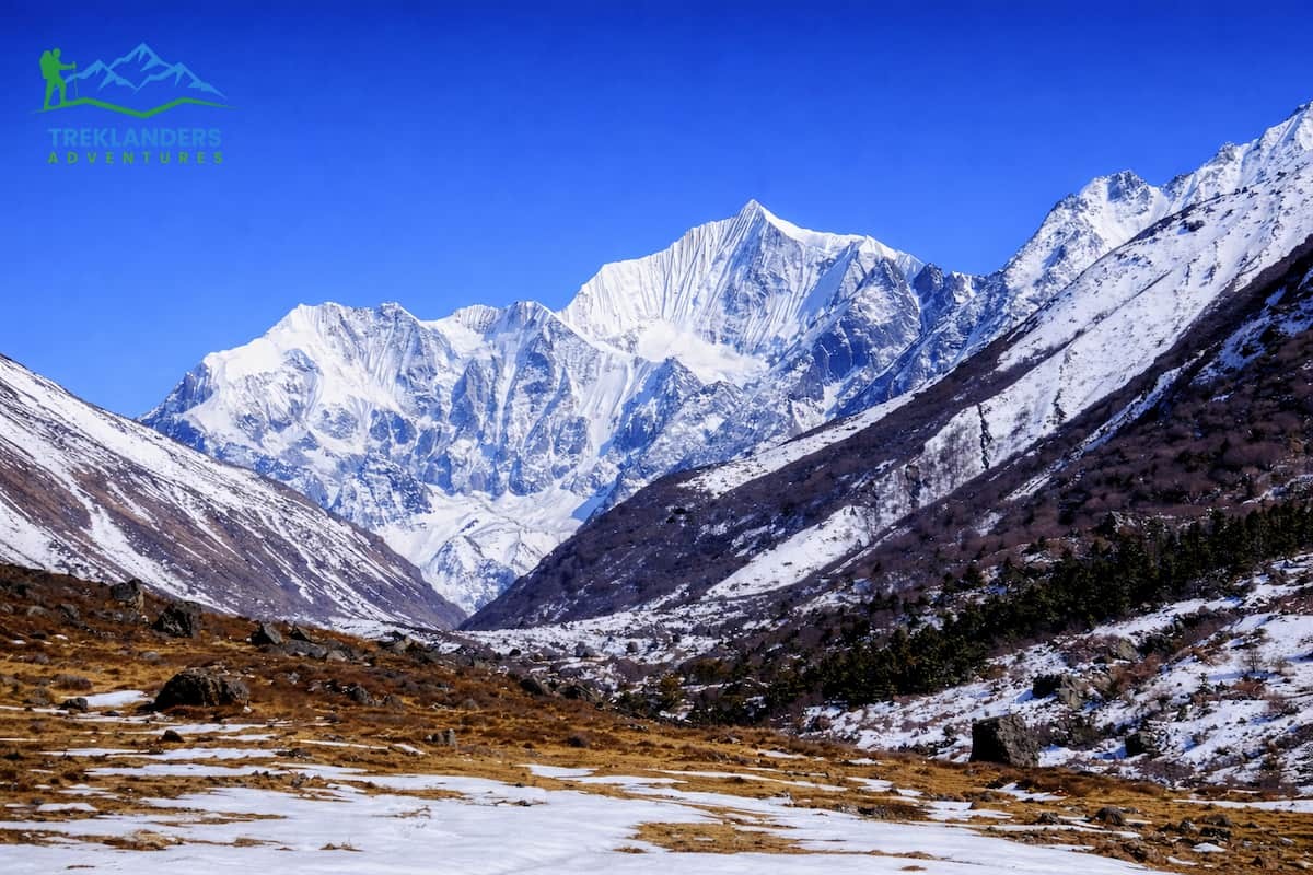 Close-up View of Ganchempo Mountain from Kyanjin Valley- Langtang Valley Trek