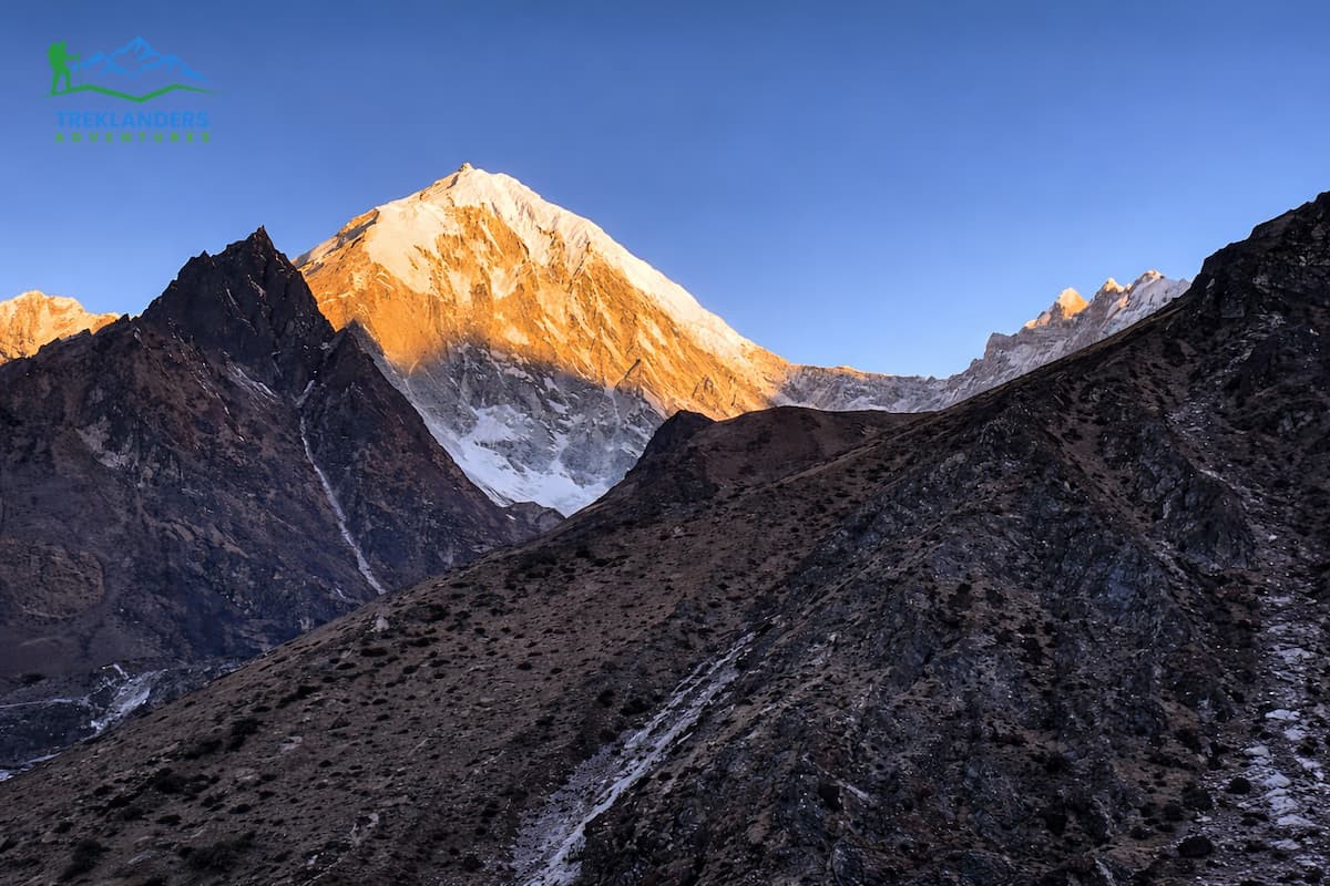 Beautiful sunrise at Langtang Lirung during the Langtang Valley Trek