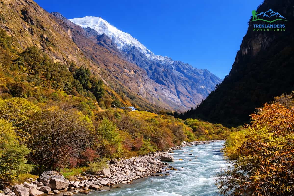 Stunning Langtang Valley with the flowing Langtang River