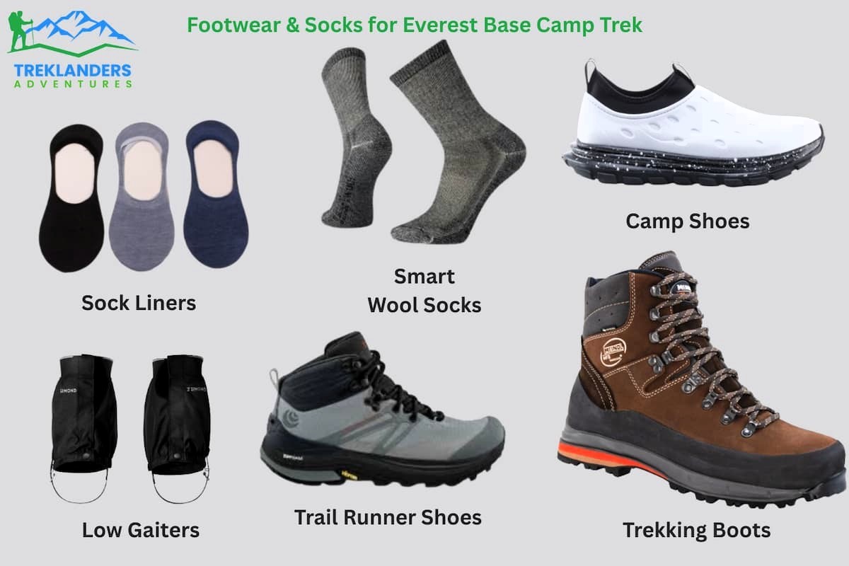 everest base camp trek packing list- Footware & Socks