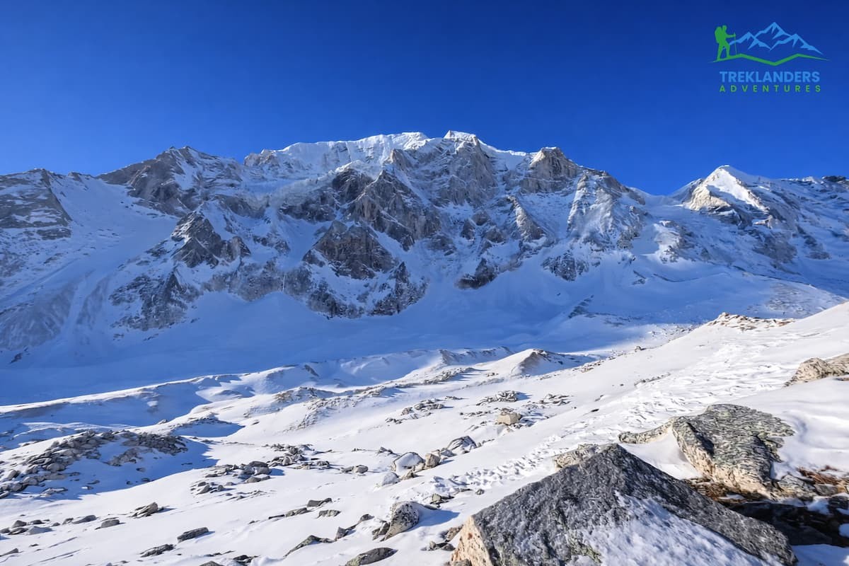 Trail along Larkya La Pass during the Manaslu Circuit Trek