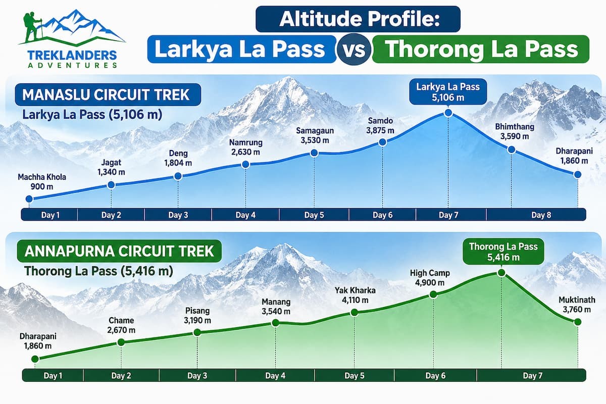 Altitude Profile: Larkya La Pass vs Thorong La Pass