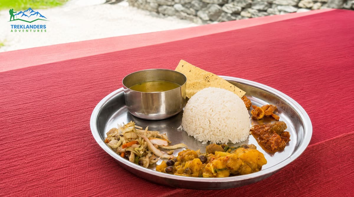 Traditional Dal Bhat Served on the Annapurna Base Camp Trek